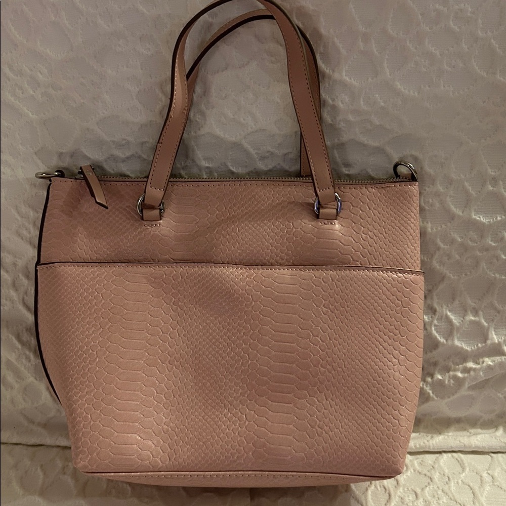 Anne Klein Elegant Pink Faux Snake Pocketbook - Picture 3 of 5